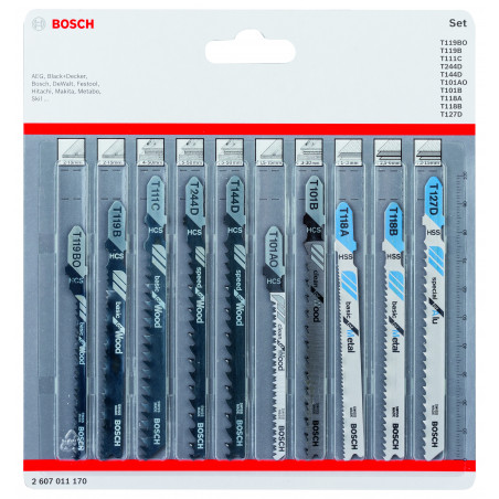 Lames de scie sauteuse Bosch 10pc JSB Set Bois et Métal Bosch Professional | 2607011170