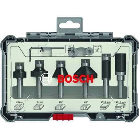 Coffret 6 fraises 6mm-ARASER CHANFREINER Bosch Professional | 2607017468