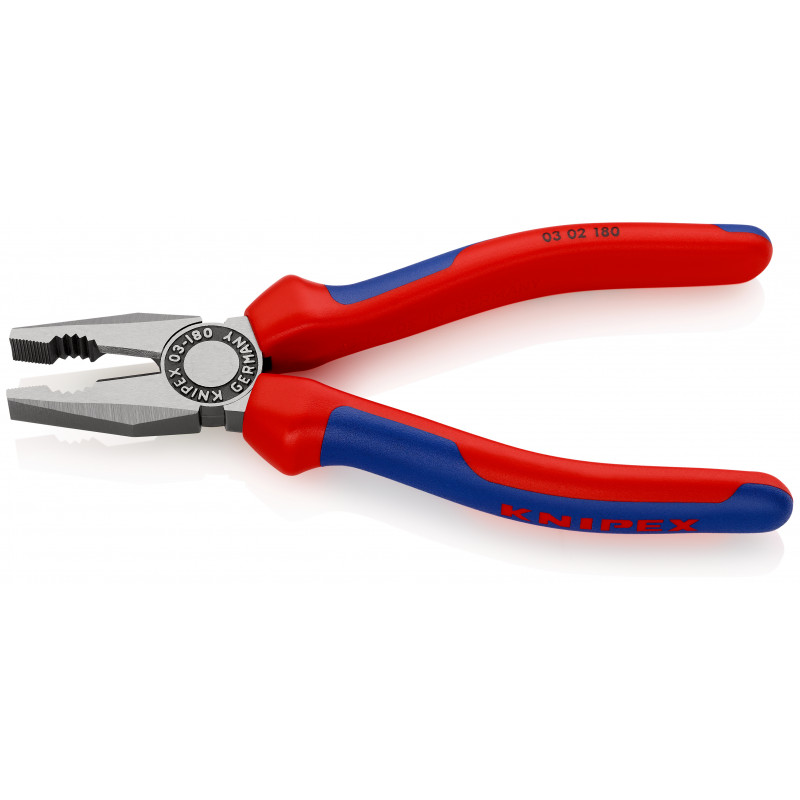 Pince universelle avec gaines bi-matière noire atramentisée 180 mm KNIPEX | 03 02 180