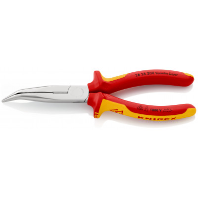 Pince demi-ronde isolées, certifiées VDE chromée 200 mm KNIPEX | 26 26 200