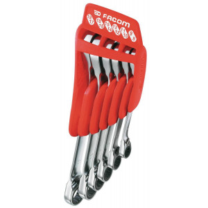 JEU DE 6 CLES POLYGONALES A CLIQUET TETE 15° SUR SUPPORT FACOM | 65.JP6PB