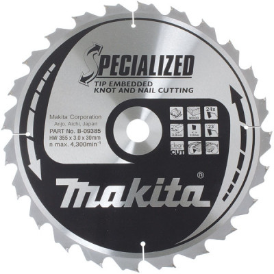 Makita B-09391 Lames carbures ''Specialized'' Bois avec clous, pour scies circulaires