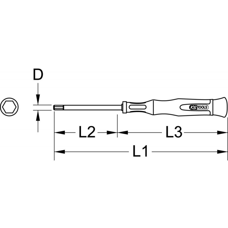 Tournevis éléctronique 6 pans à tête sphérique, 3/32" KSTools | 500.7792