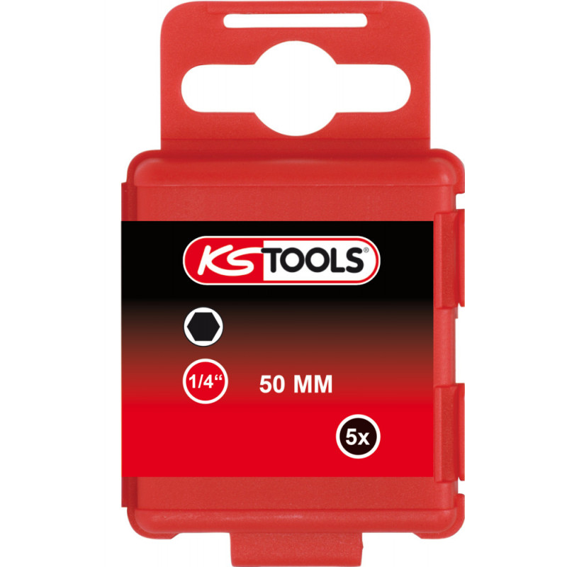 Boîte de 5 embouts de vissage 6 pans, L.50 mm - 1/4'' - 8 mm KSTools | 911.3579