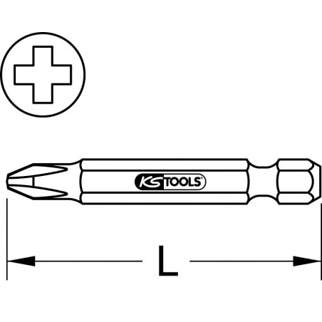 Boîte de 5 embouts de vissage PHILLIPS®, L.75 mm - 1/4'' - PH0 KSTools | 911.8391