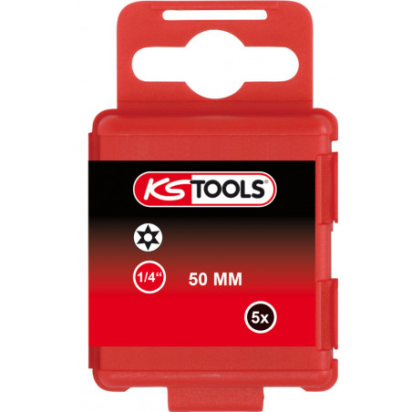 Boite de 5 embouts de vissage TORX® percé, L.50 mm - 1/4'' - TB6 KSTools | 911.8394