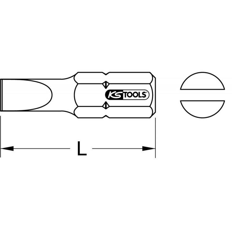 Boite de 5 embouts de vissage INOX Fente 1/4" - L.25mm, 3mm KSTools | 910.2233
