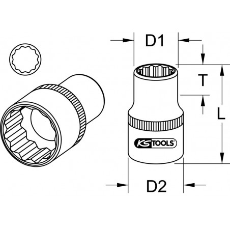 Douille 12 pans 1'', 38 mm KSTools | 911.1047