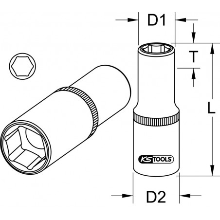 Douille longue 6 pans ULTIMATE 1/2'', 9 mm KSTools | 917.1309