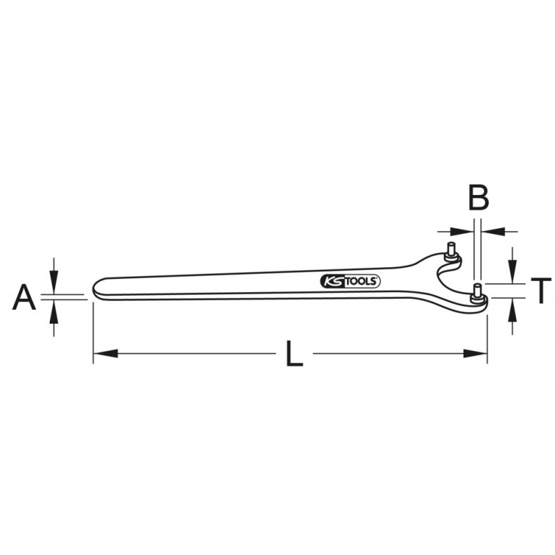 Clé à ergot brunie pour écrous à empreintes sur le dessus, 90 mm KSTools | 517.2090