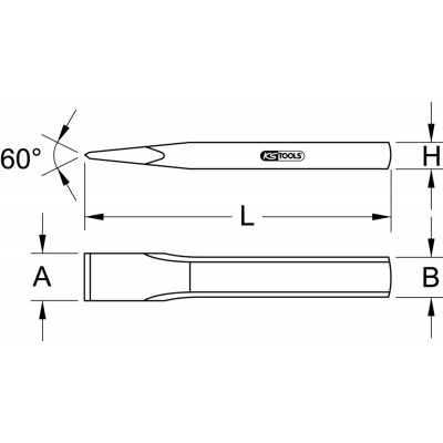 Burin nervuré tête ovale 31mm, Longueur 250mm KSTools | 156.0694