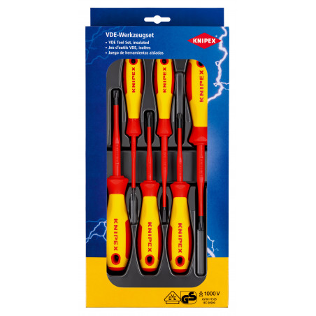 Assortiment de 6 tournevis isolés 1000V - SLIM - Fente et PlusMinus - KNIPEX | 00 20 12 V05