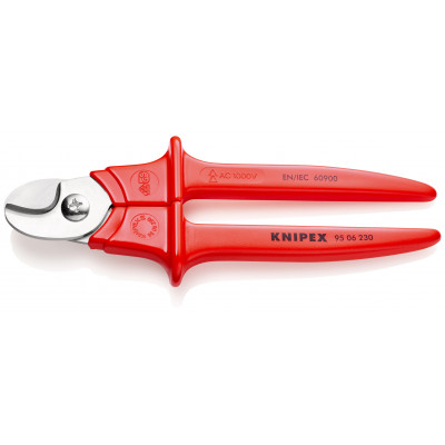 Coupe-câbles 230mm Ø16mm/50mm² - Gainage surmoulé isolé 1000V - Inox - Sur carte - KNIPEX | 95 06 230 SB