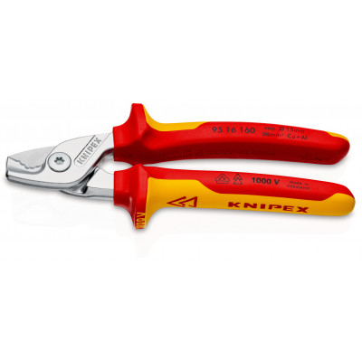 Coupe-câbles StepCut - 160mm - Chromé isolé 1000V - Cu/Al Ø15mm/50mm² - KNIPEX | 95 16 160