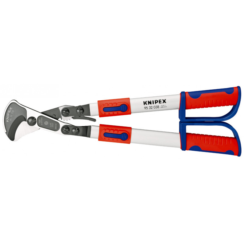 Coupe-câbles à cliquet 570mm - Cu/Al Ø38mm/ 280mm² - Bras télescopiques - KNIPEX | 95 32 038