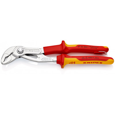 Pince multiprise Cobra® 250mm - Chromée - Gainage isolé 1000V Œillet antichute - KNIPEX | 87 26 250 T