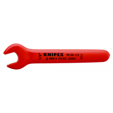 Clé à fourche - 1/2'' - Tête inclinée à 15° - Longueur 140mm - Isolée 1000V - KNIPEX | 98 00 1/2"