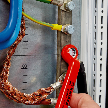 Clé à fourche - 15mm - Tête inclinée à 15° - Longueur 145mm - Isolée 1000V - KNIPEX | 98 00 15