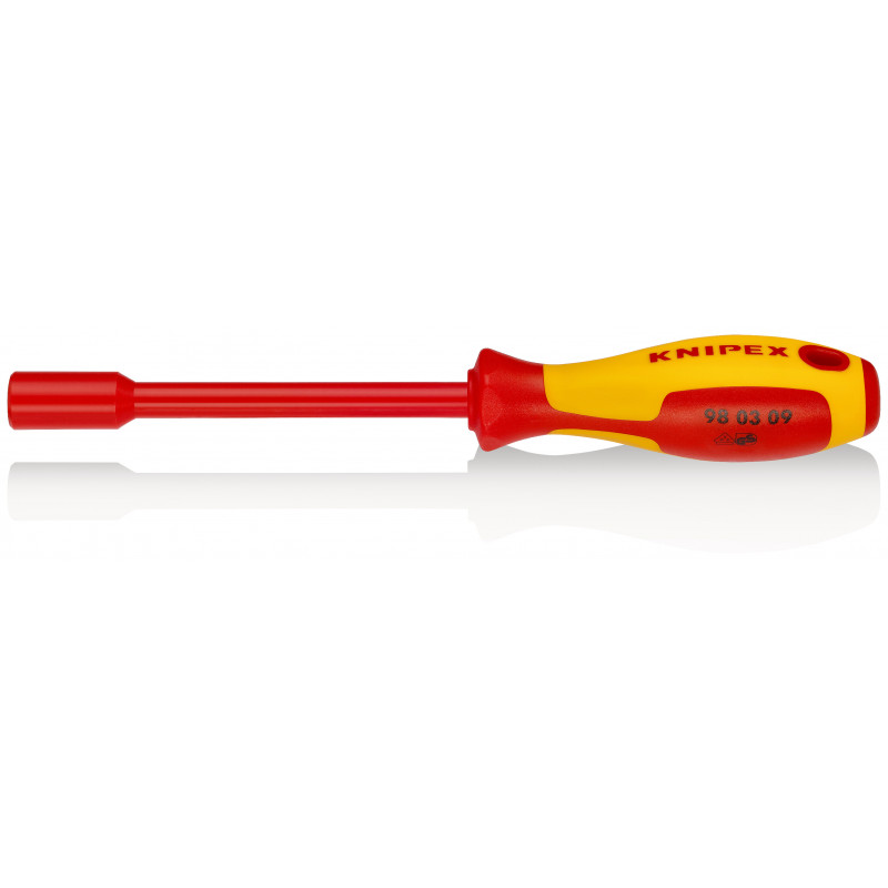 Clé à douille - 9mm - Avec poignée de tournevis - Longueur 237mm - Isolée 1000V - KNIPEX | 98 03 09