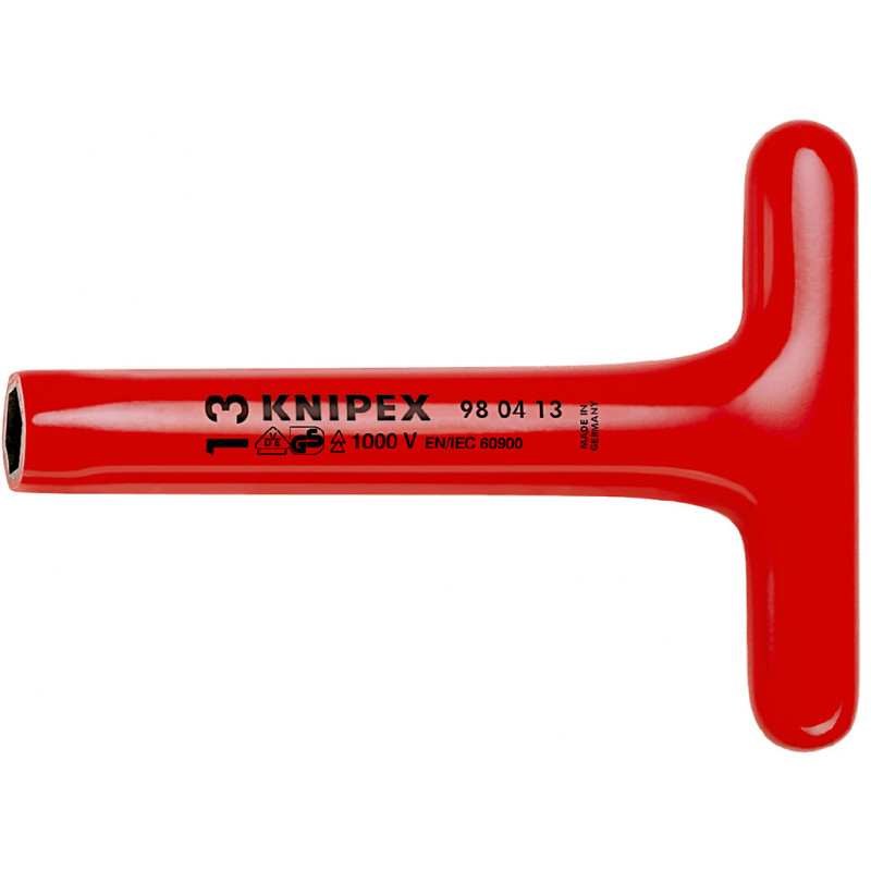 Clé à douille - 19mm - Avec poignée en T - Longueur 300mm - Isolée 1000V - KNIPEX | 98 05 19