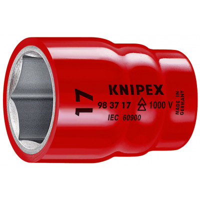 Douille - 17mm - Carré femelle 3/8" - 6 pans - Gainage surmoulé isolé 1000V - KNIPEX | 98 37 17