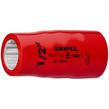 Douille - 9/16" - Carré femelle 1/2" - 12 pans - Gainage surmoulé isolé 1000V - KNIPEX | 98 47 9/16"