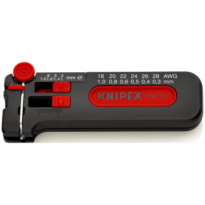 Outil à dénuder précis grâce au réglage progressif 0,3 à 1mm - Sur carte - KNIPEX | 12 80 100 SB