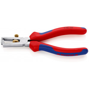 Pince à dénuder 160mm avec ressort - Gainage bi-matière - Chromée - KNIPEX | 11 05 160