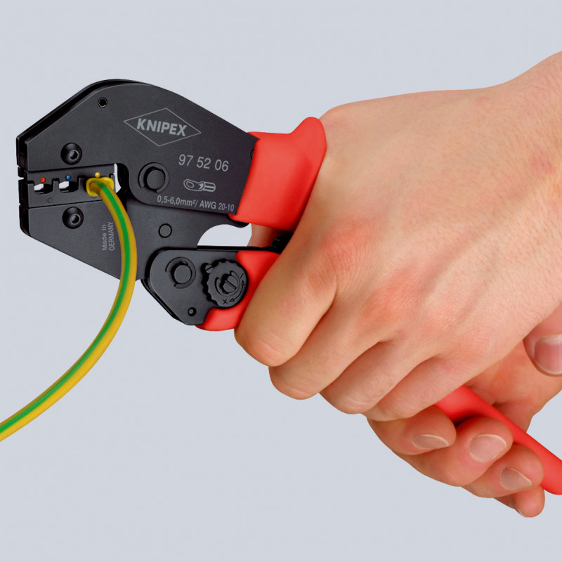 Pince à sertir - Gainage PVC - Pour cosses à fût ouvert de 0,5 à 6,0mm² - KNIPEX | 97 52 05