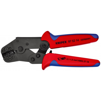 Pince à sertir - Gainage bi-matière - Cosses à fût ouvert 0,1 à 1,5 mm² - KNIPEX | 97 52 14