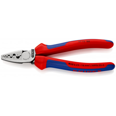 Pince à sertir les embouts 180mm - Gainage bi-matière 0,25 - 16mm² - KNIPEX | 97 72 180