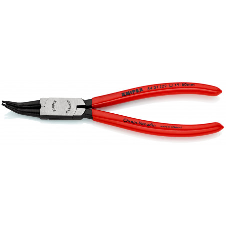 Pince pour circlips intérieurs coudée à 45° de 19 à 60mm - Gainage PVC - KNIPEX | 44 31 J22