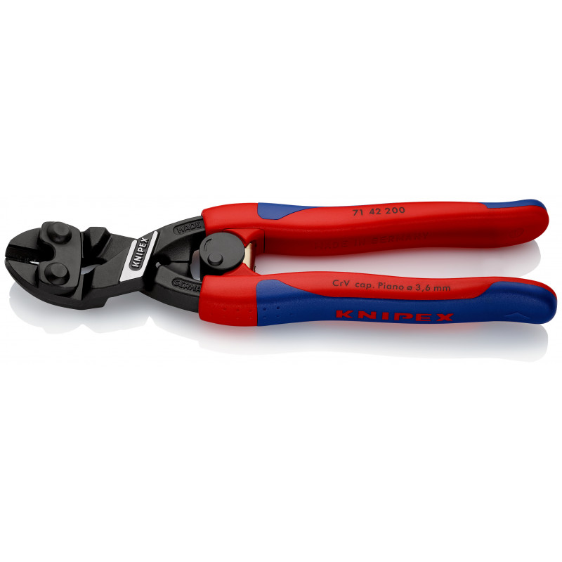 Coupe boulons compact Cobolt® Evidé - Coudé - Gainage bi-matière avec ressort - KNIPEX | 71 42 200