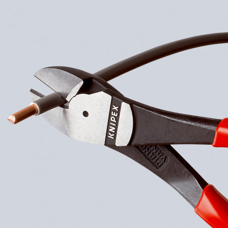 Pince coupante de côté démultipliée 200mm coudée à 25° - Gainage PVC - KNIPEX | 74 21 200