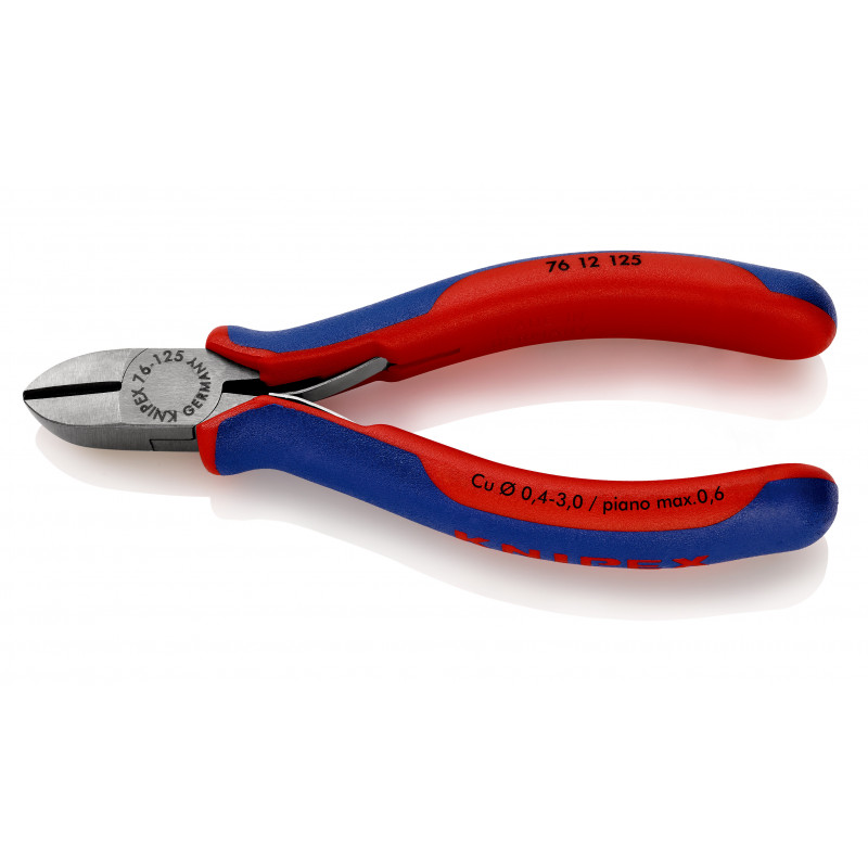 Pince coupante de côté électromécanicien 125mm - Ressort - Gainage bi-matière - KNIPEX | 76 12 125