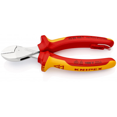 Pince coupante de côté X-Cut® 160mm - Bi-matière - Chromée - 1000V - Antichute - KNIPEX | 73 06 160 T