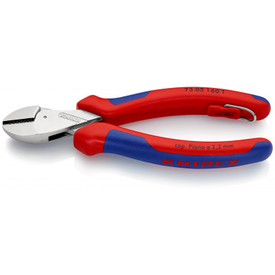 Pince coupante de côté X-Cut® 160mm Gainage bi-matière Chromée Œillet antichute - KNIPEX | 73 05 160 T