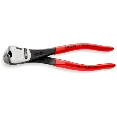 Pince coupante de devant à forte démultiplication 200mm - Gainage PVC - 64 HRC - KNIPEX | 67 01 200