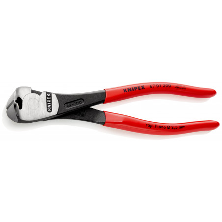 Pince coupante de devant à forte démultiplication 200mm - Gainage PVC - 64 HRC - KNIPEX | 67 01 200