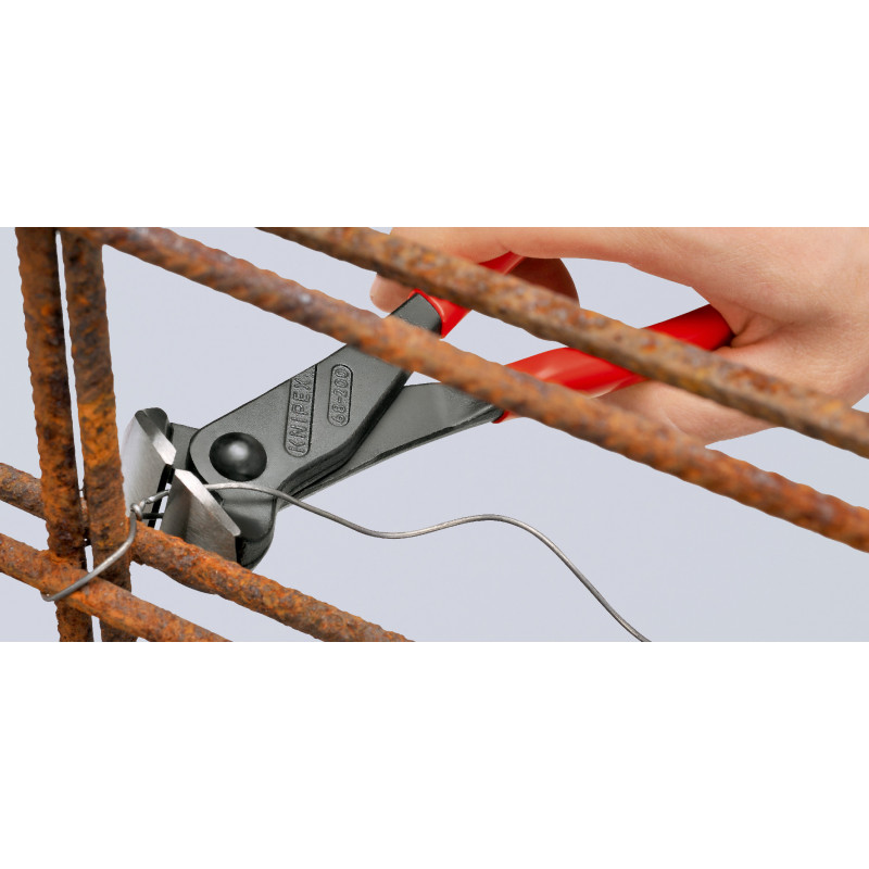 Pince coupante de devant démultipliée à tête large 200mm - Gainage PVC -61 HRC - KNIPEX | 68 01 200
