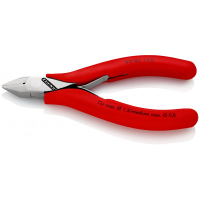 Pince coupante électronique pointue coupe rase 115mm - Ressort - Gainage PVC - KNIPEX | 77 41 115