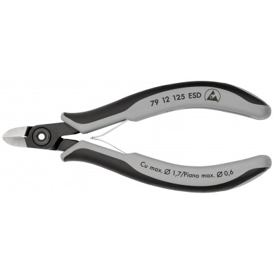 Pince coupante électronique renforcée 125mm - Ressort - Gainage ESD - KNIPEX | 79 12 125 ESD