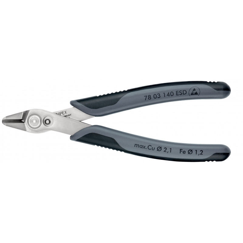 Pince coupante électronique Super Knips® XL 140mm - Gainage bi-matière ESD - KNIPEX | 78 03 140 ESD