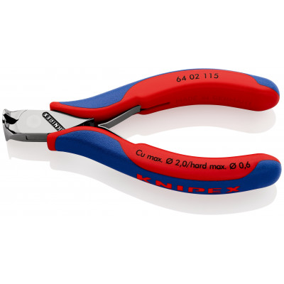 Pince électronique coupante de devant petit biseau 115mm 90° - Gaine bi-matière - KNIPEX | 64 02 115