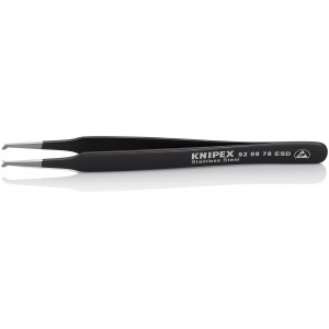 Brucelle de précision 120mm coudée 45° - ESD - Acier inoxydable antimagnétique - KNIPEX | 92 08 78 ESD