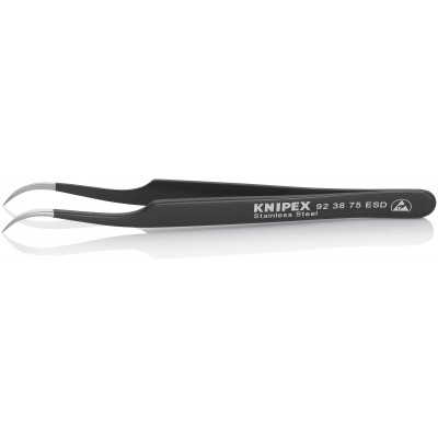 Brucelle de précision 120mm coudée 45° - ESD - Ultrafine - Acier inoxydable - KNIPEX | 92 38 75 ESD