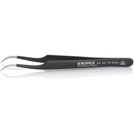 Brucelle de précision 120mm coudée 45° - ESD - Ultrafine - Acier inoxydable - KNIPEX | 92 38 75 ESD