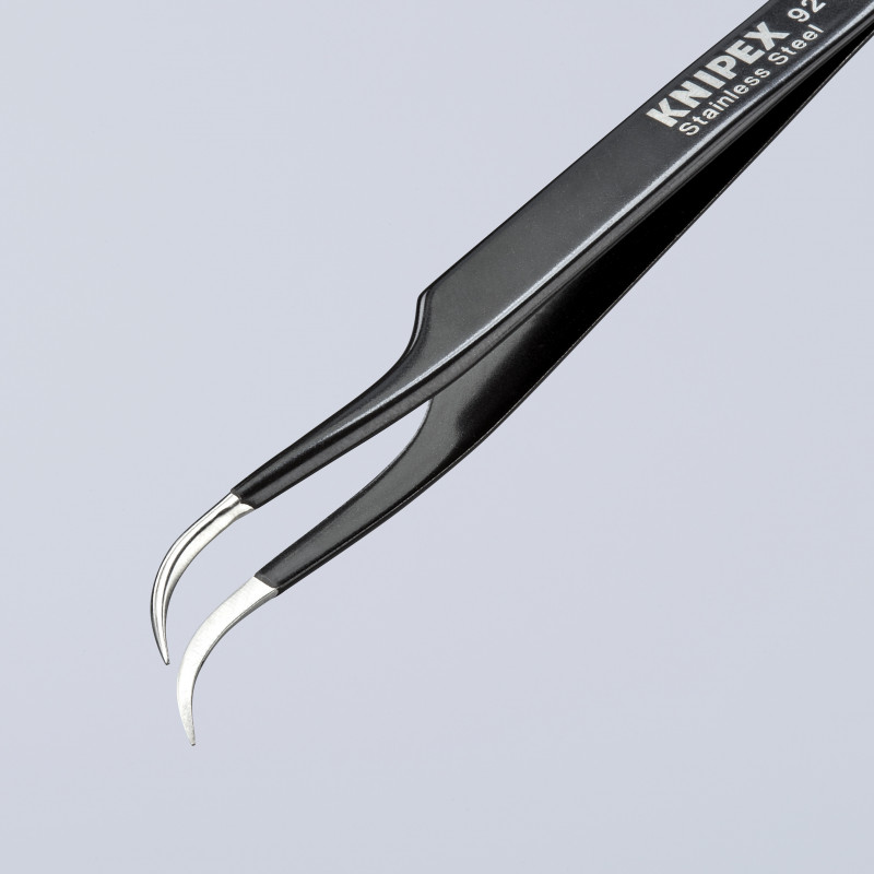 Brucelle de précision 120mm coudée 45° - ESD - Ultrafine - Acier inoxydable - KNIPEX | 92 38 75 ESD