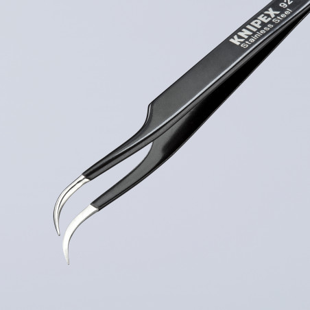 Brucelle de précision 120mm coudée 45° - ESD - Ultrafine - Acier inoxydable - KNIPEX | 92 38 75 ESD