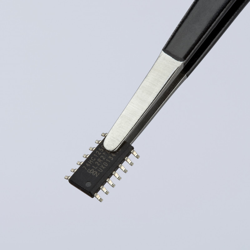 Brucelle de précision 120mm droite - ESD - Pointes rondes effilées - Acier Inox - KNIPEX | 92 58 74 ESD